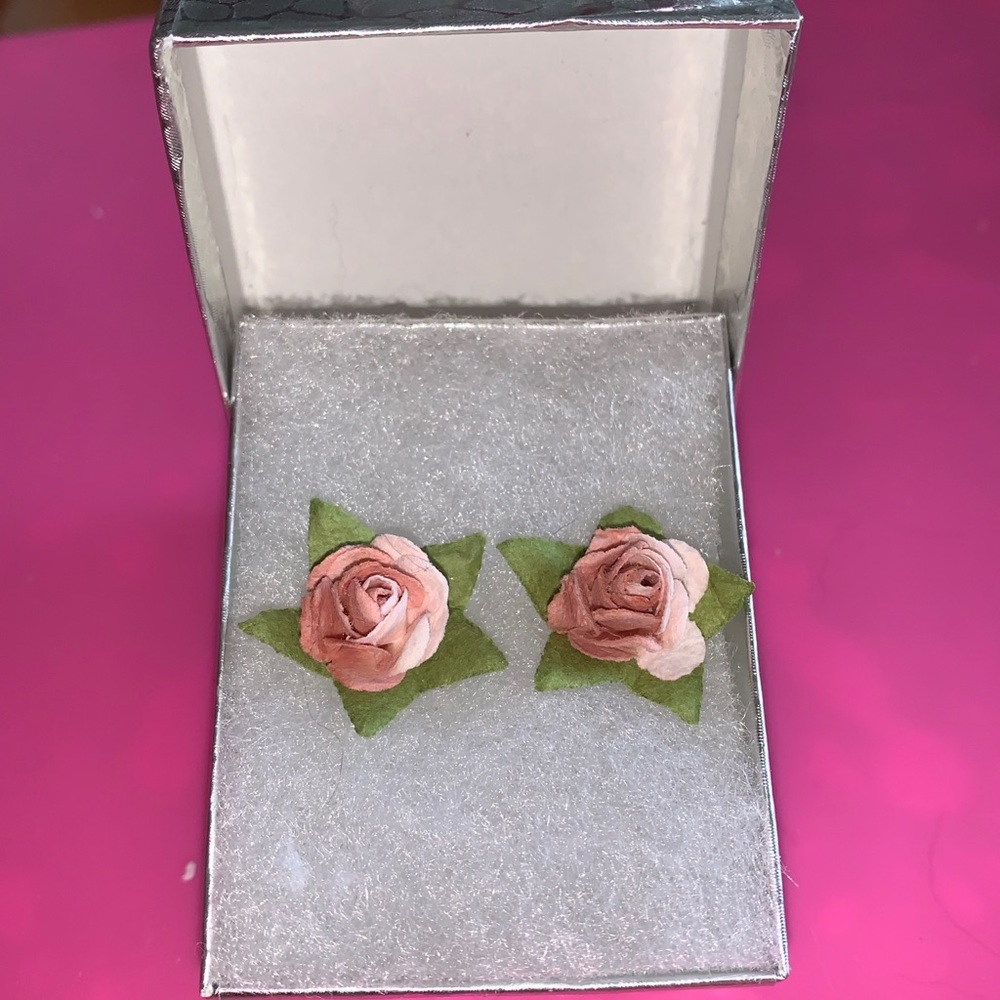 Pink Rose Cottagecore Earrings